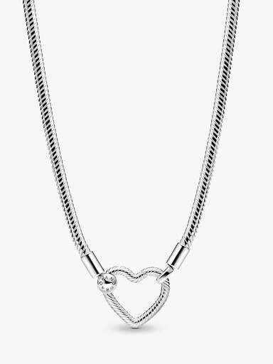 Collar de Cadena de Serpiente con Hebilla de Corazón