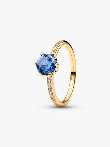 Anillo solitario Corona brillante azul