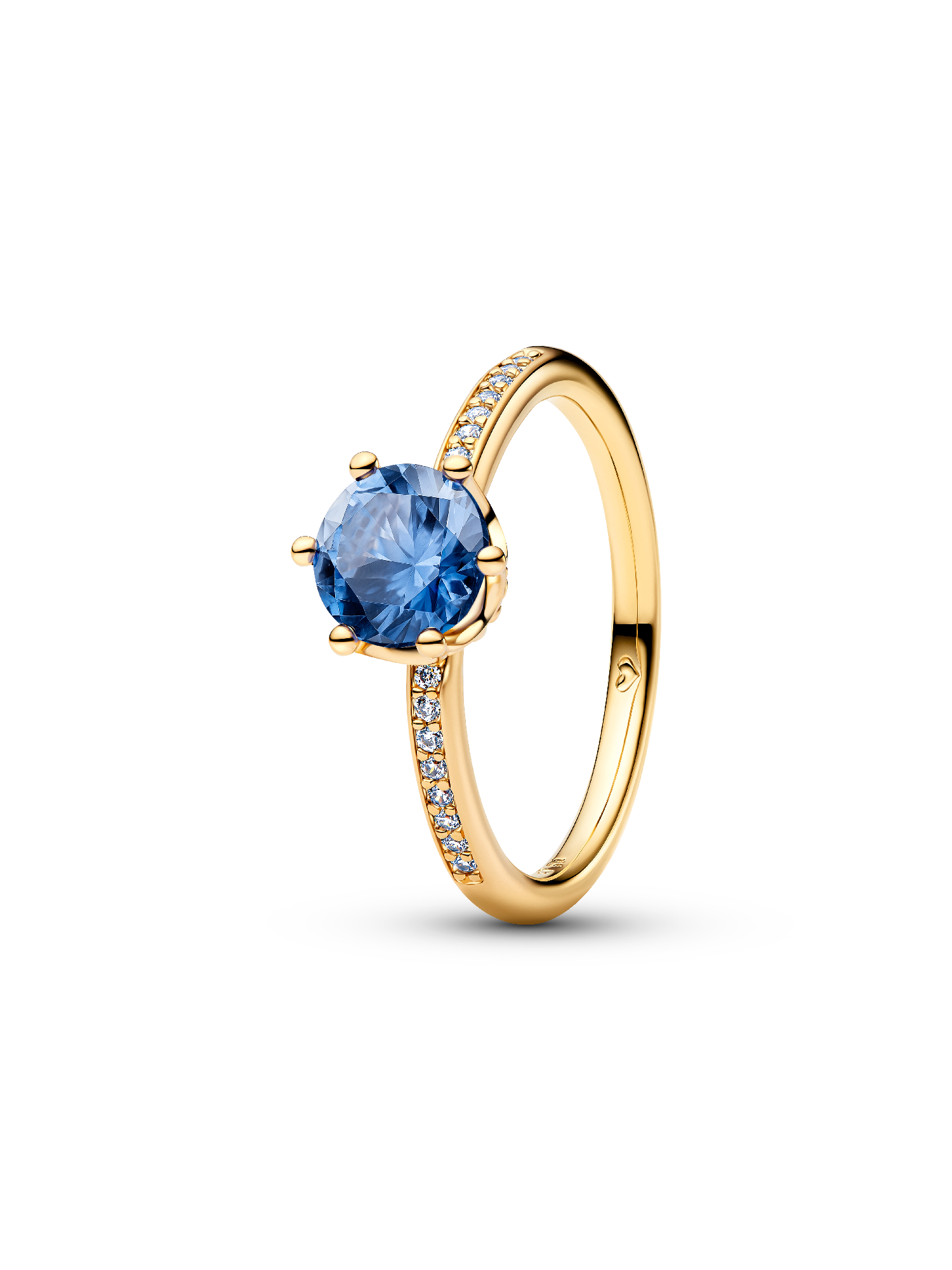 Anillo solitario Corona brillante azul