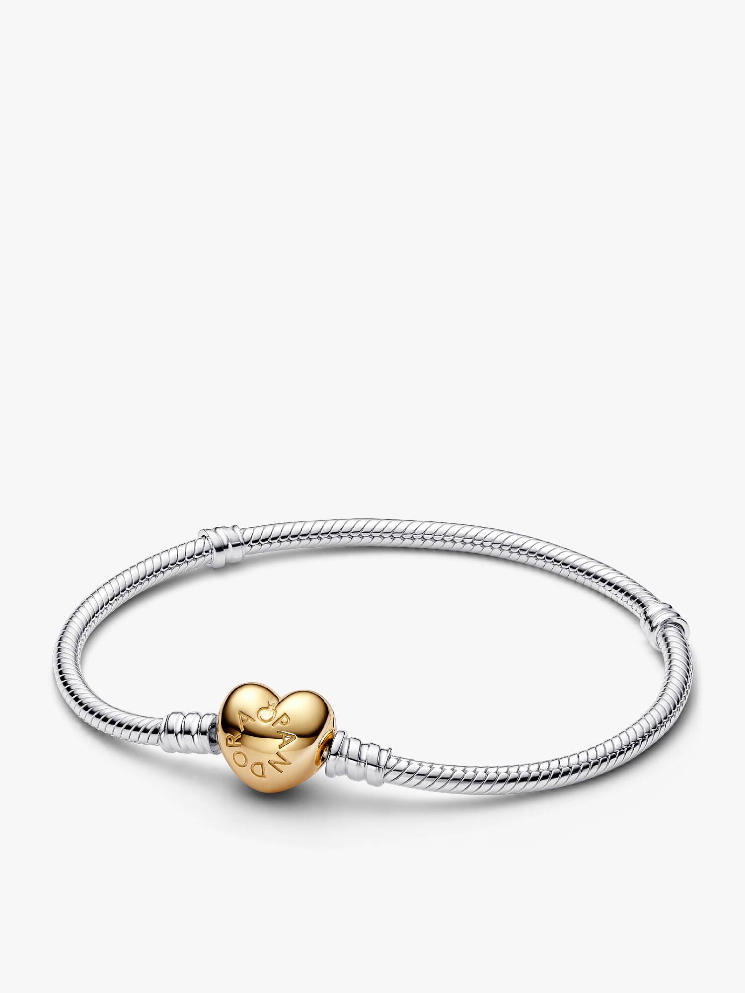 Brazalete Pandora Moments cadena de serpiente con broche de corazón Shine