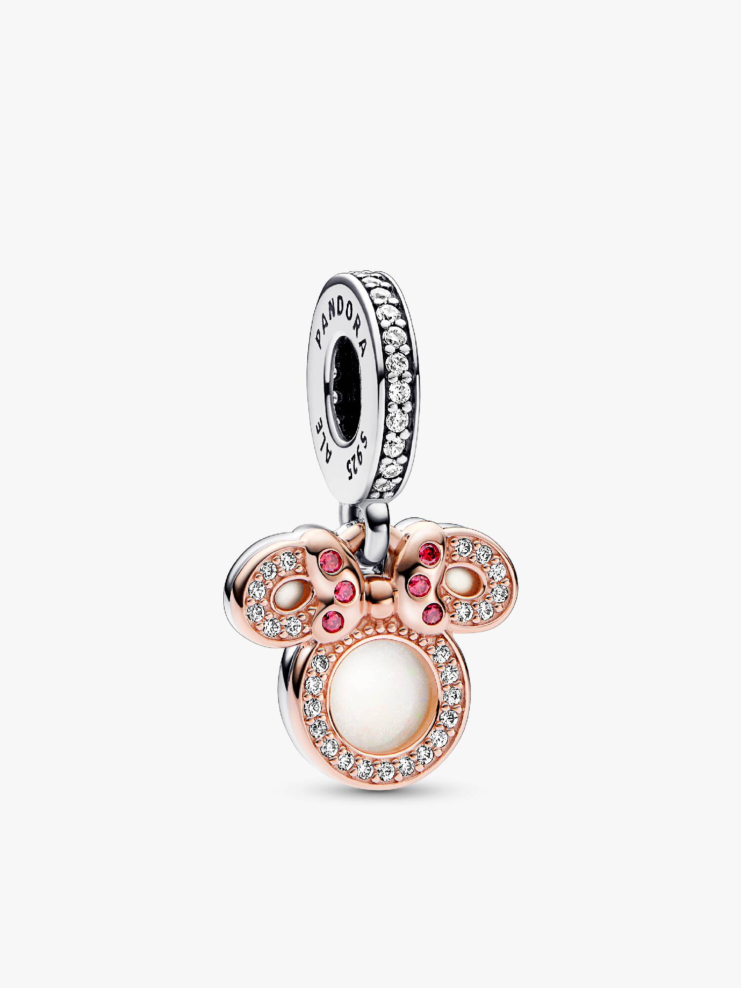 Charm Colgante doble Silueta de Minnie Mouse de Disney Recubrimiento en Oro Rosa de 14k | Pandora Plata Esterlina Talla única