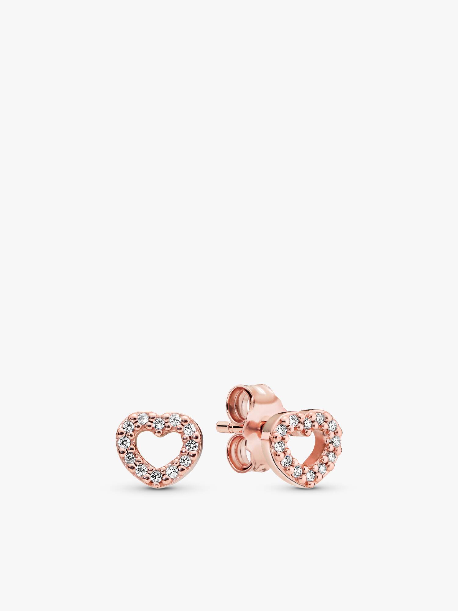 Aros de botón Corazón abierto Recubrimiento en Oro Rosa de 14k Talla única