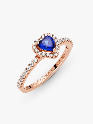 Anillo de corazón elevado azul brillante Pandora Rose 48