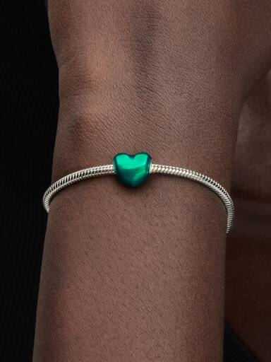Charm Corazón Metálico Verde Talla única