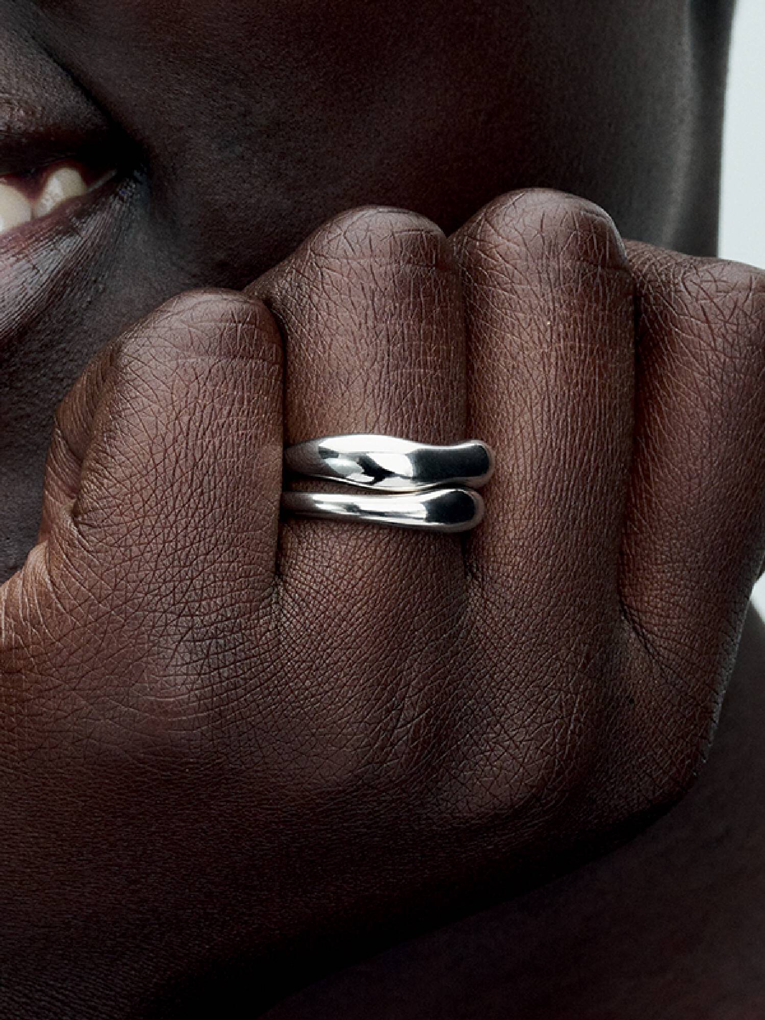 Anillos Combinables Forma Orgánica Plata