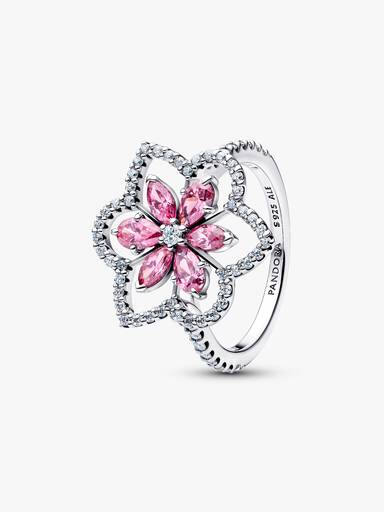 Anillo de cóctel de doble flor