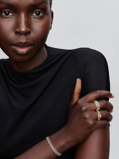 Anillo Halo Rectangular Brillante