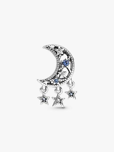 Charm En Plata De Ley Estrella & Luna Creciente
