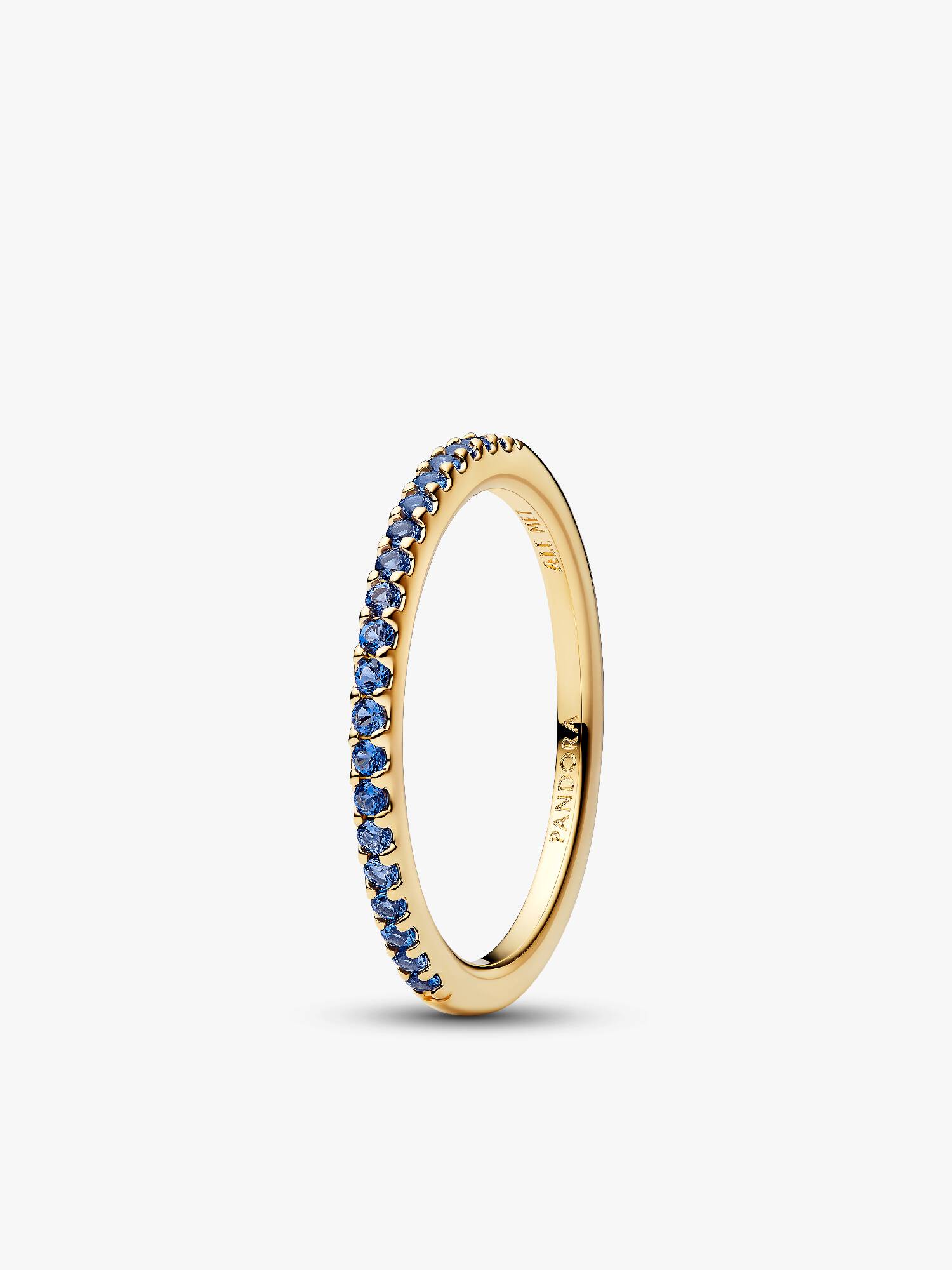 Anillo de media eternidad azul brillante 