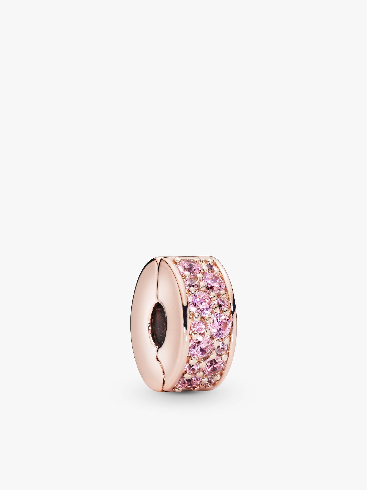 Charm Sujetador de pavé rosa Bañado en Oro Rosa de 14k