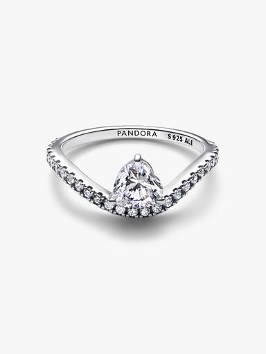 Anillo Corazón Ondulado en Pavé