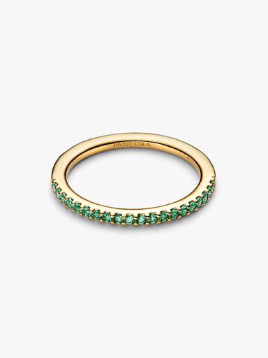 Anillo Banda Eternidad Medio Verde Brillante