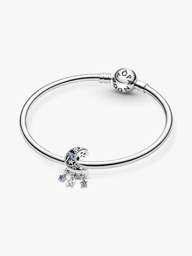 Charm En Plata De Ley Estrella & Luna Creciente