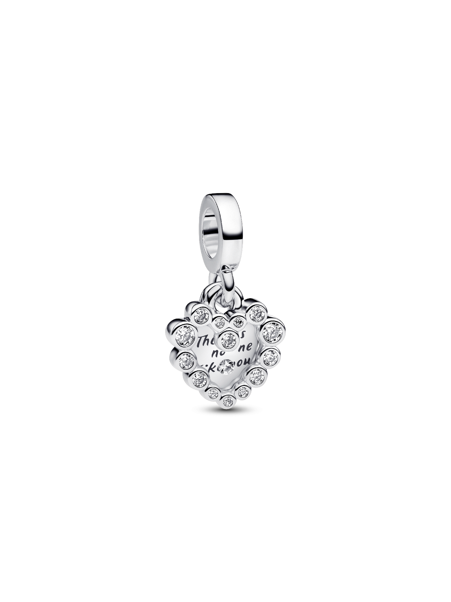 Charm Colgante Doble Corazón Brillante Plateado