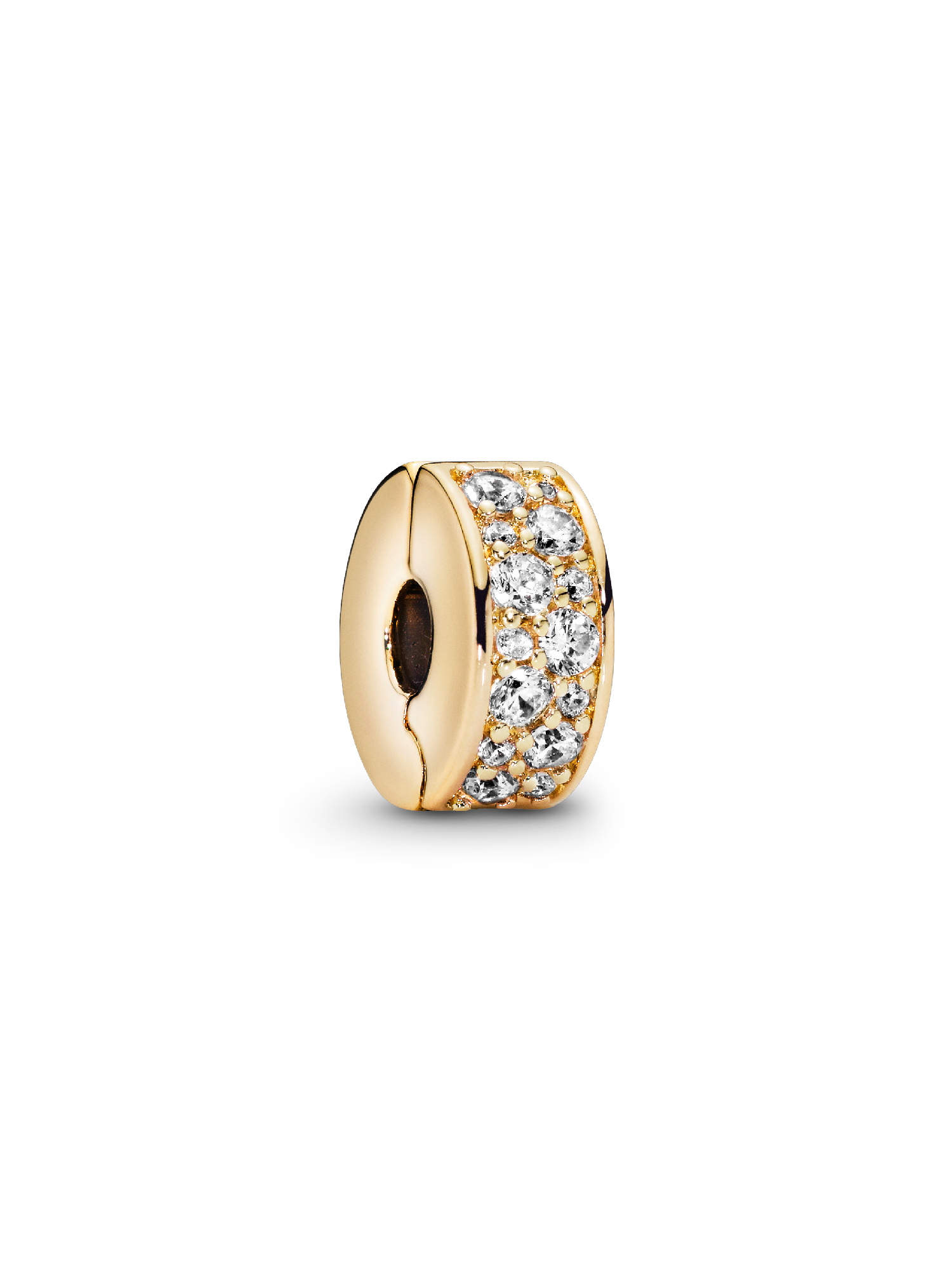 Charm Sujetador de pavé transparente Bañado en Oro de 14k
