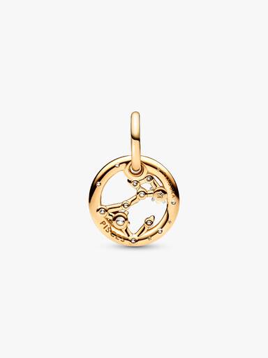 Charm Colgante Zodiaco Piscis Bañado en Oro de 14k
