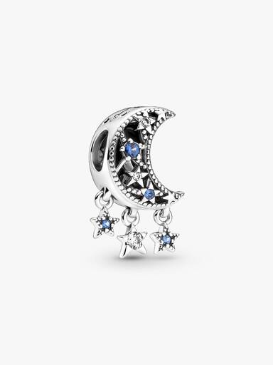 Charm En Plata De Ley Estrella & Luna Creciente