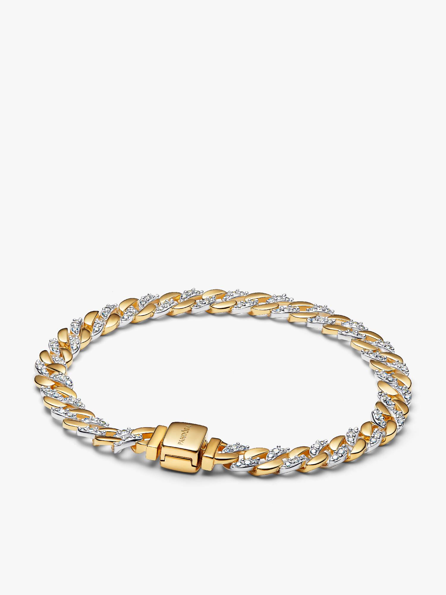 Brazalete de Cadena Cubana Pavé en dos tonos