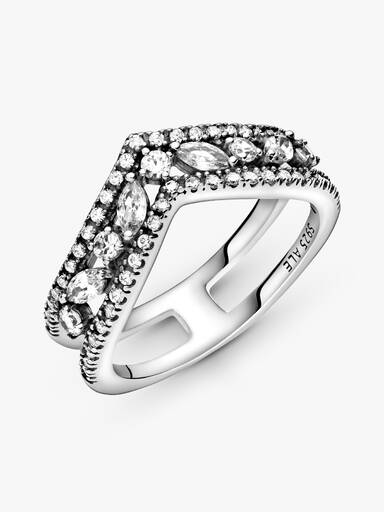 Anillo Hueso de los deseos doble talla marquise reluciente