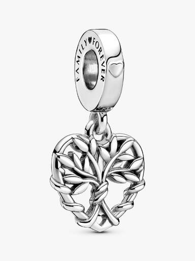 Charm colgante de corazón con árbol genealógico