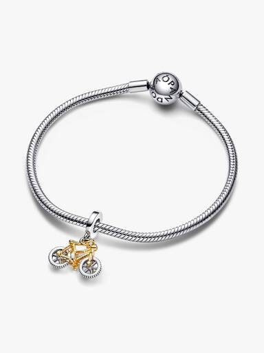 Charm Colgante Ruedas de Bicicleta Girando en Dos Tonos Talla única