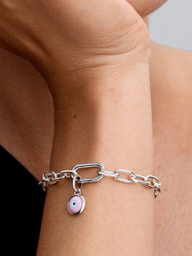 Mini charm colgante grabable de vidrio Murano con ojo protector