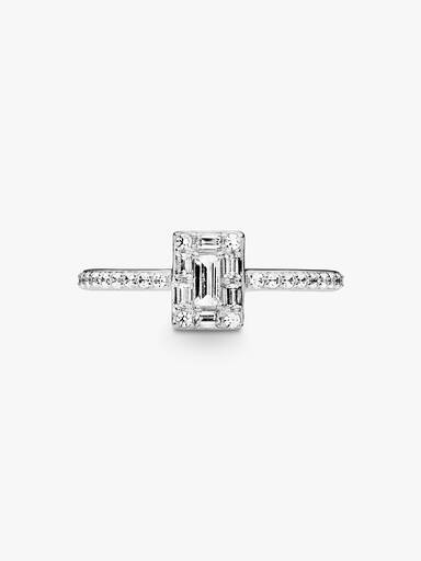 Anillo Halo Cuadrado Brillante