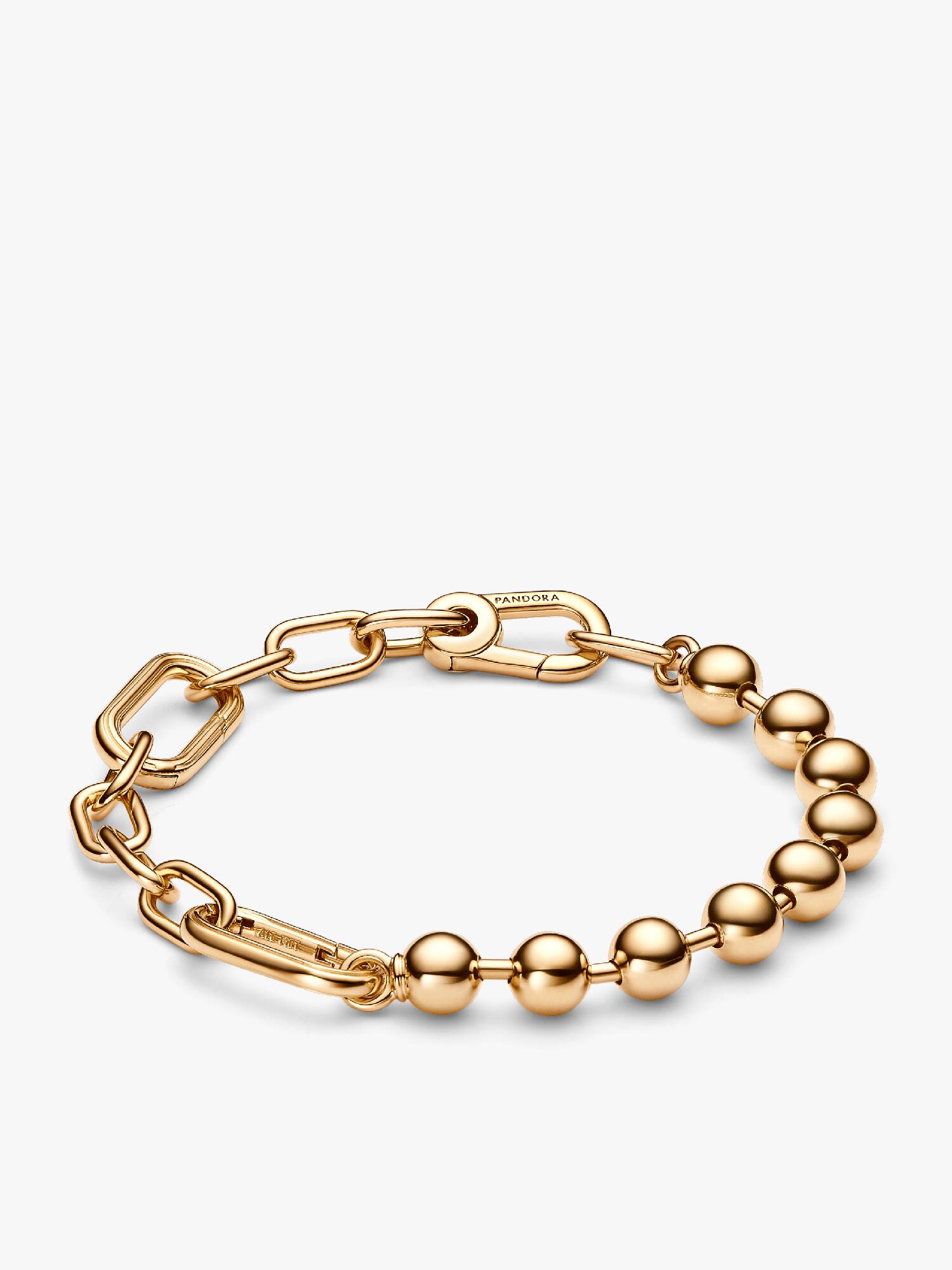 Brazalete de Eslabones Link y Cuentas Metálicas Pandora ME en Oro 14k