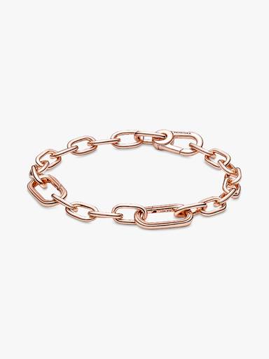 Brazalete De Cadena De Eslabones Dos Conectores Recubrimiento en Oro Rosa De 14K Pandora Me 15 cm
