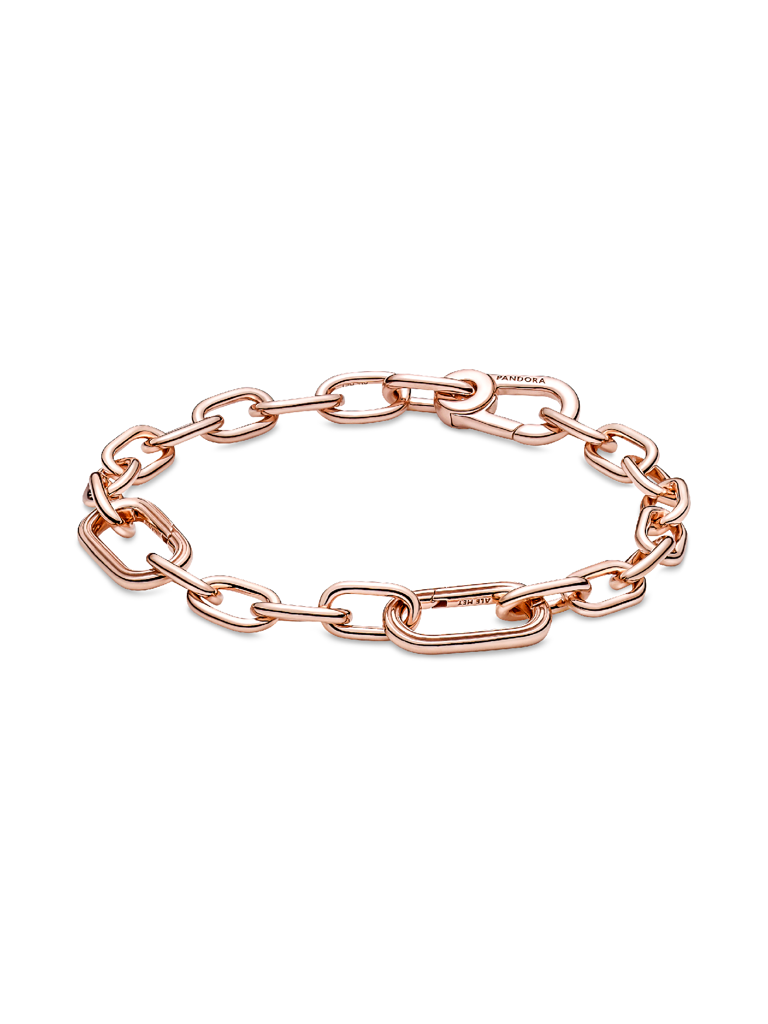 Brazalete De Cadena De Eslabones Dos Conectores Recubrimiento en Oro Rosa De 14K Pandora Me 15 cm