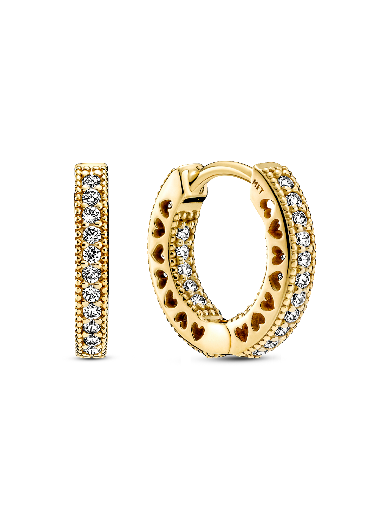Aros tipo argolla Corazón De Pavé Bañado en Oro de 14k