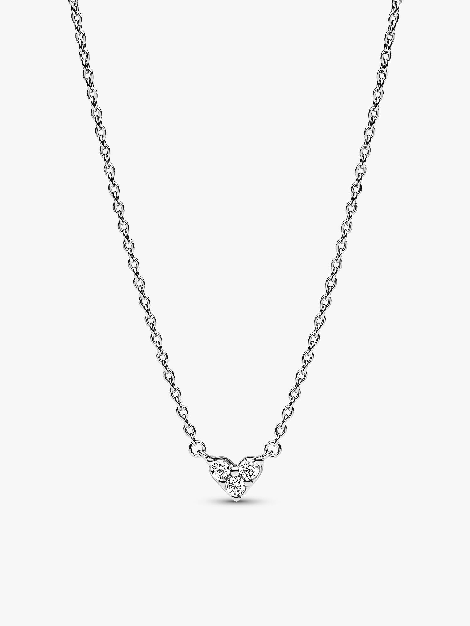 Collar Corazón triple Gema Plateado
