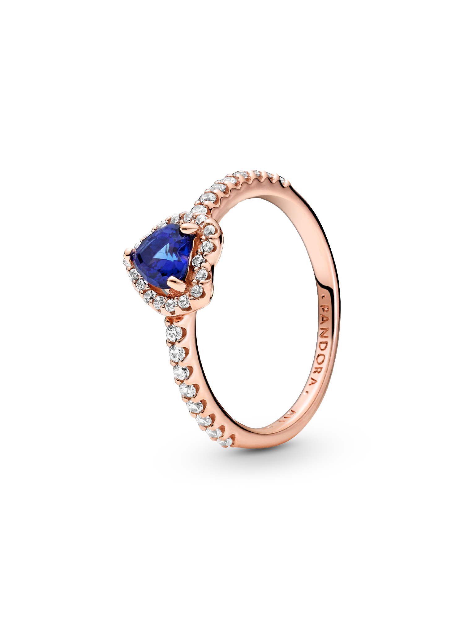 Anillo de corazón elevado azul brillante Pandora Rose 48