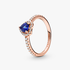 Anillo de corazón elevado azul brillante Pandora Rose 48 Anillo de corazón elevado azul brillante Pandora Rose 48