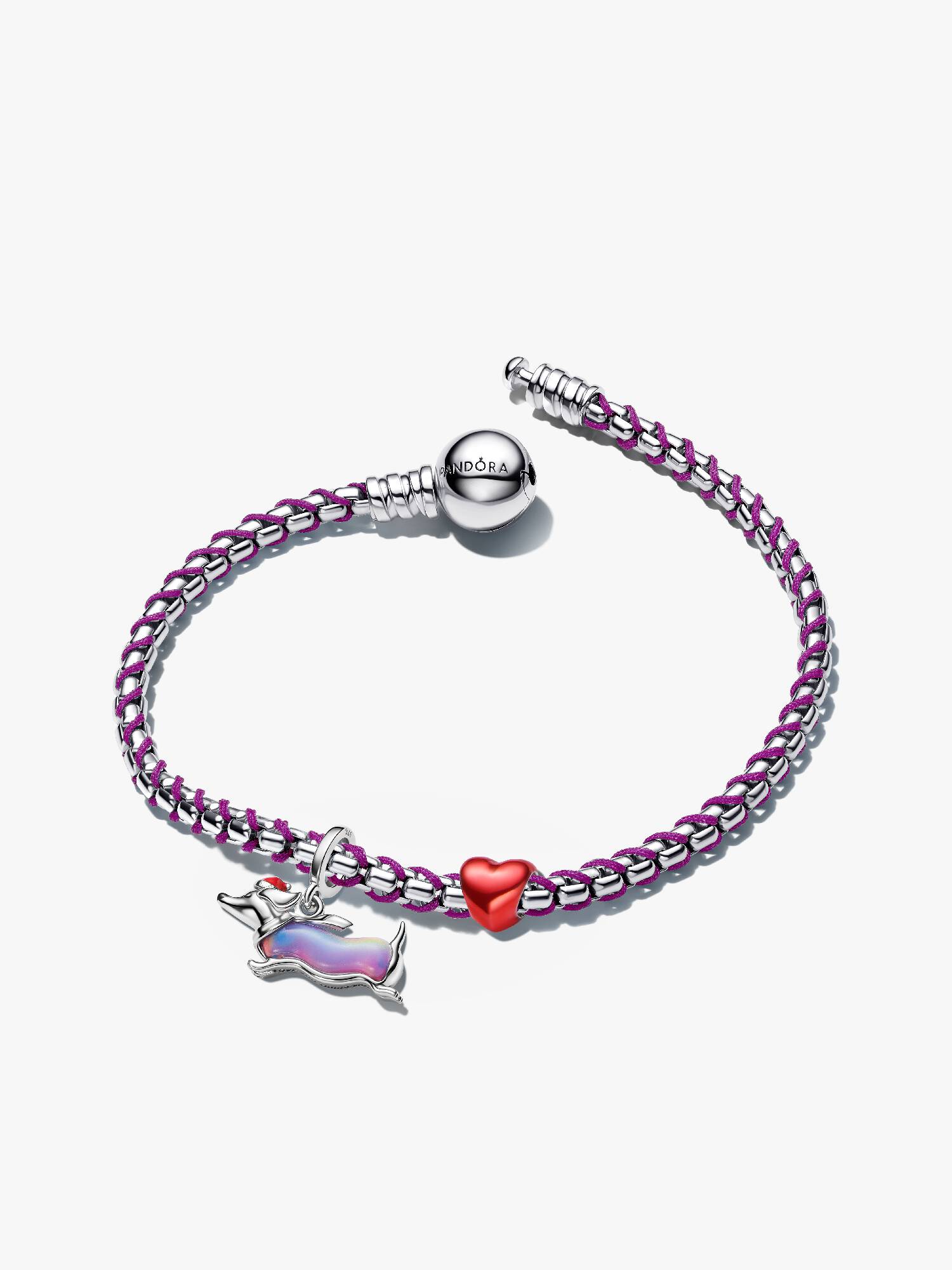 Set de regalo de pulsera con dijes de perro salchicha navideño