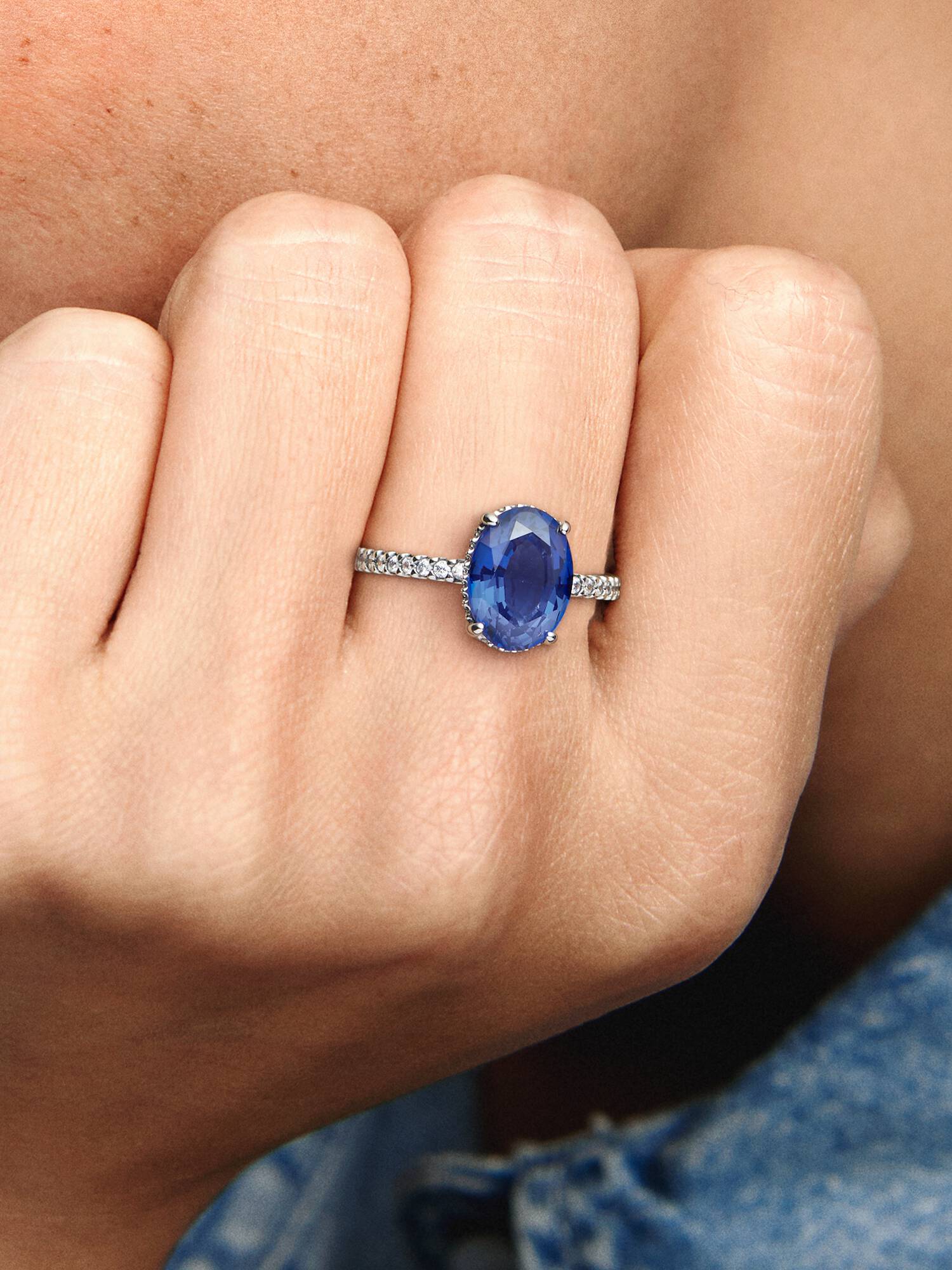 Anillo De Compromiso En Plata De Ley Halo Brillante 48