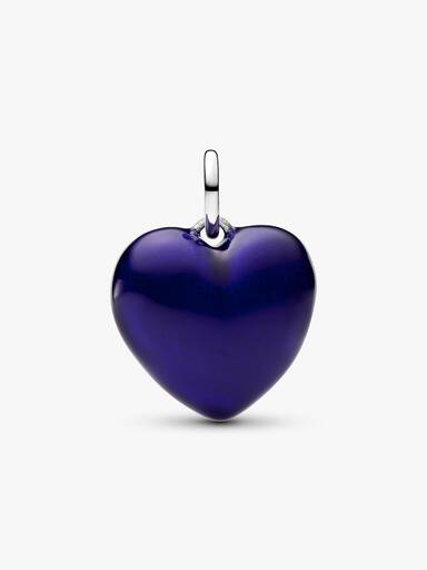 Charm colgante de corazón azul acolchonado