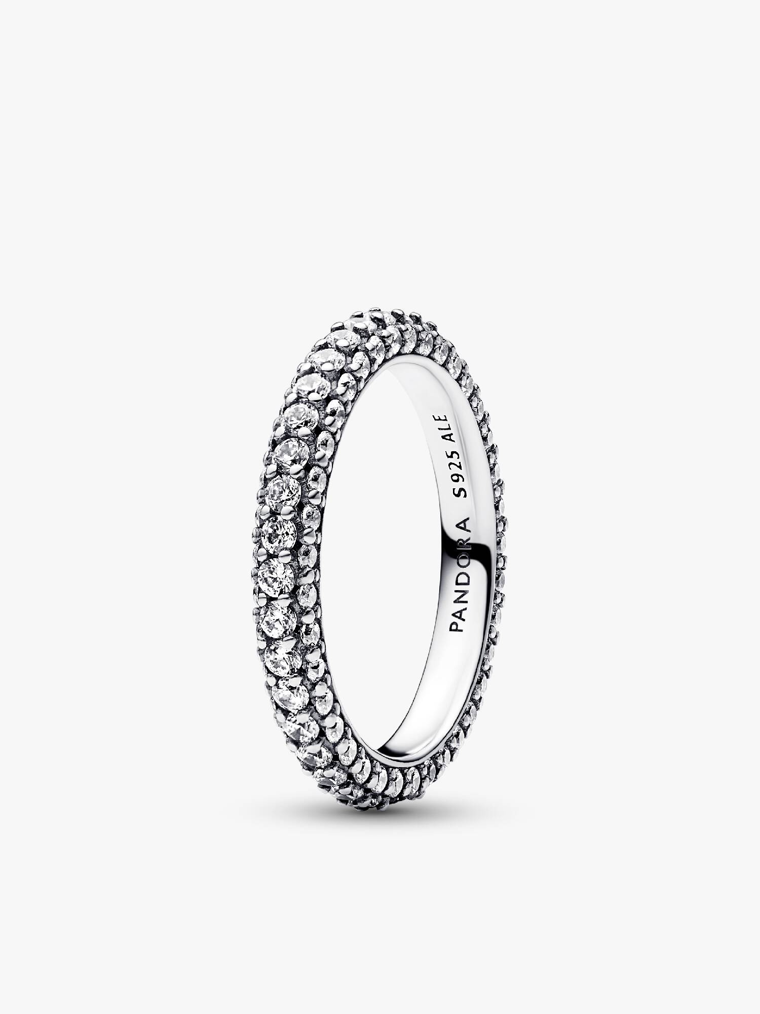 Anillo Fila en Pavé Plateado