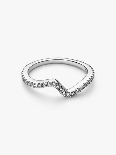 Anillo Ola Brillante Plateado