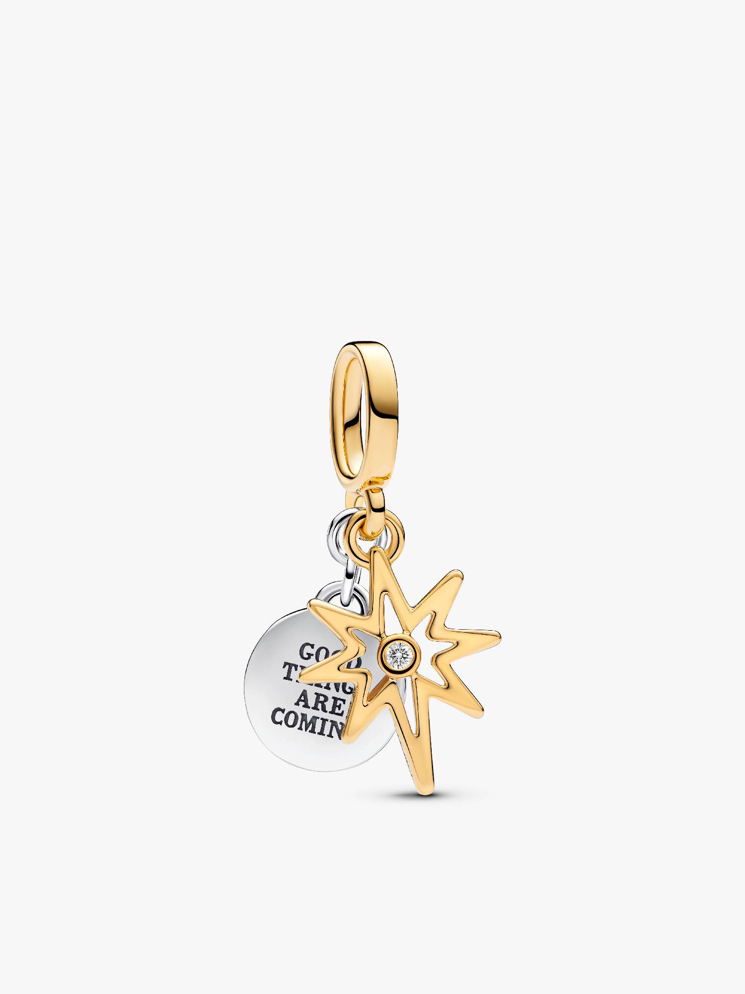 Charm Dije Grabable Estrella Polar con diamante sintético creado en laboratorio