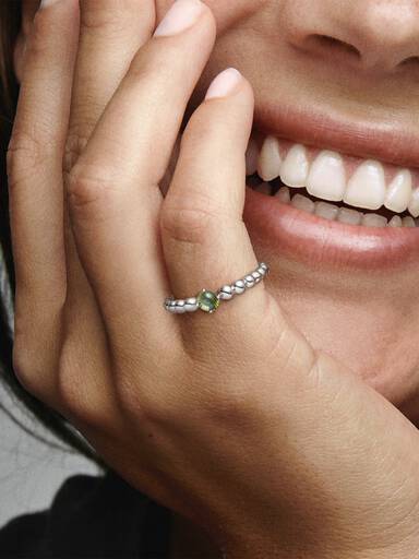 August Birthstone Beaded Ring