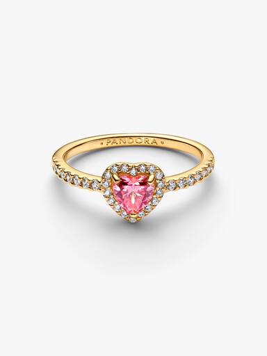 Anillo de Corazón rosa elevado