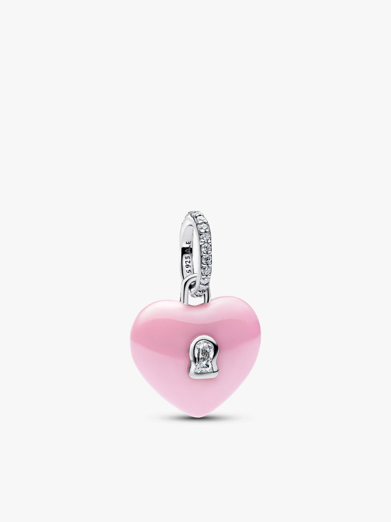 Charm Colgante Candado Corazón de Cerámica Rosa