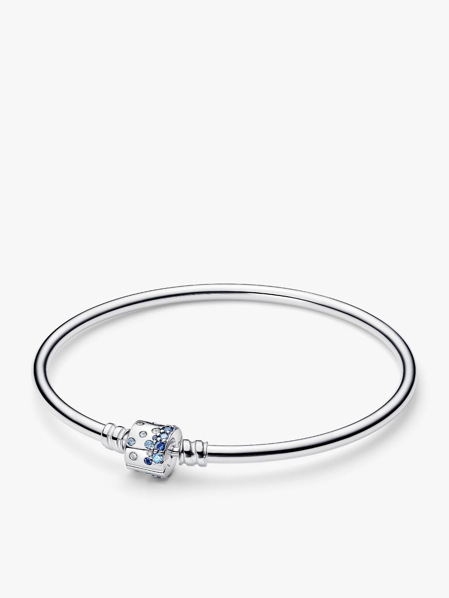 Brazalete de Plata Esterlina con Circonita Cúbica Azul Transparente y Elegante y Cristal Azul Estelar