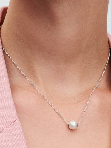 Collar Perla Cultivada de Agua Dulce Tratada Plata