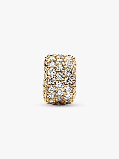 Charm Triple Fila de Brillante Pavé Dorado