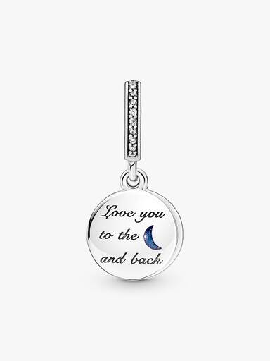 Charm Colgante Doble En Plata De Ley Árbol & Luna De La Galaxia Talla única