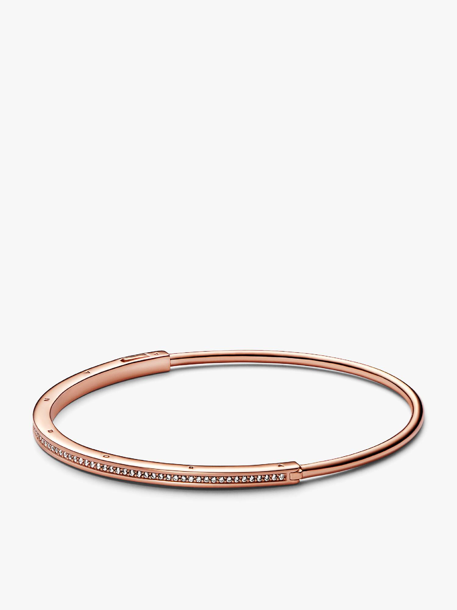 Brazalete rígido Pandora Signature I-D en Pavé