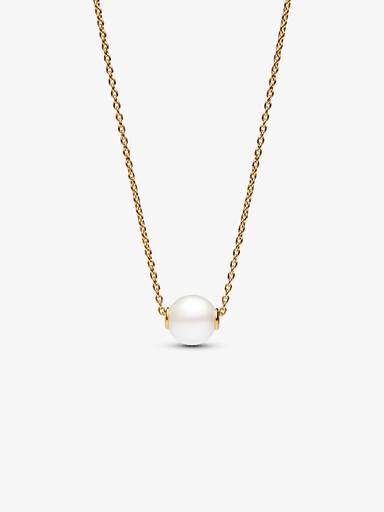 Collar Perla Cultivada de Agua Dulce Tratada Recubrimiento en Oro 14K
