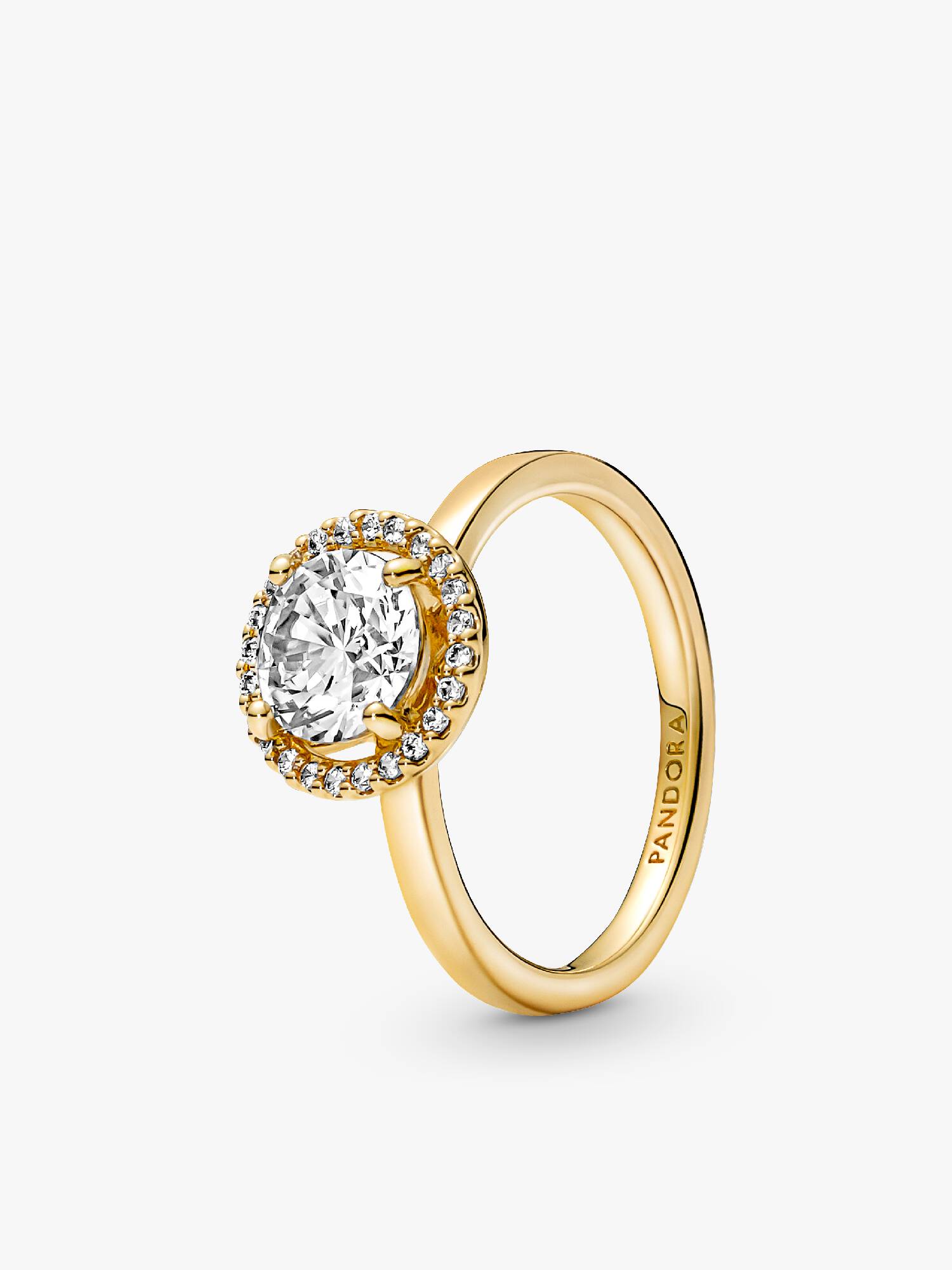 Anillo Halo Redondo Brillante Bañado En Oro De 14K